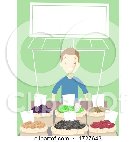 Man Dried Fruits Store Marketplace Illustration by BNP Design Studio