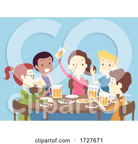 People Friends Drink Beer Day Illustration by BNP Design Studio