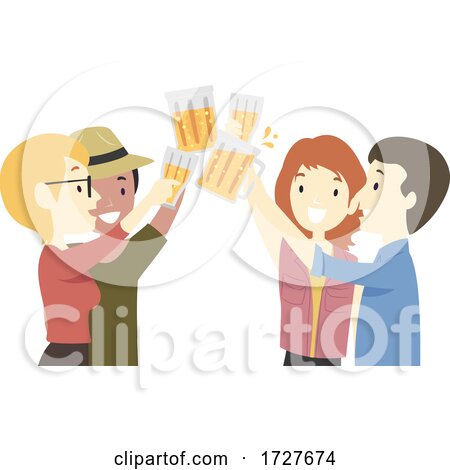 People Man Girl Friends Cheers Beer Illustration by BNP Design Studio