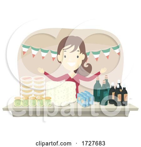 Girl Italian Delicacies Stall Illustration by BNP Design Studio