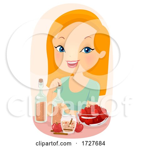 Girl Make Apple Cider Juice Illustration by BNP Design Studio