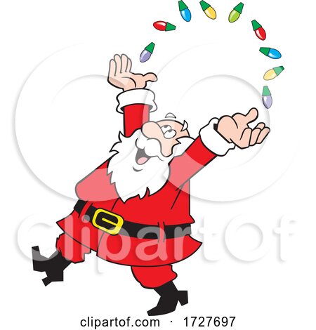 Cartoon Happy Christmas Santa Claus Juggling Lights by Johnny Sajem