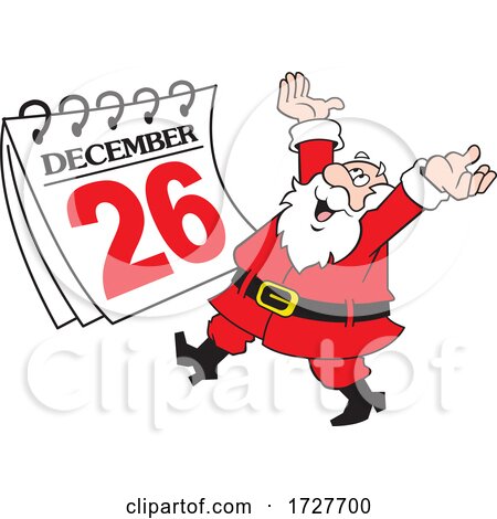 Cartoon Cheerful Santa Claus with a Day After Christmas Calendar by Johnny Sajem