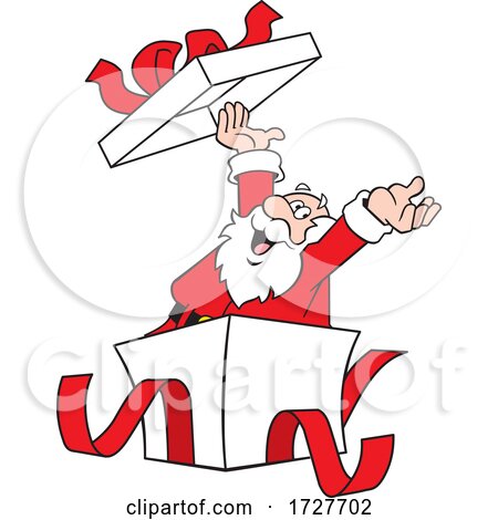 Cartoon Happy Christmas Santa Claus Popping out of a Gift by Johnny Sajem