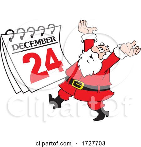 Cartoon Frantic Christmas Santa Claus with a Christmas Eve Calendar by Johnny Sajem