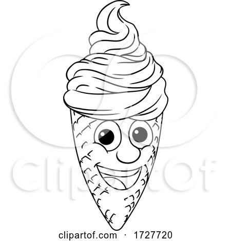 Ice Cream Cone Cartoon Character Mascot by AtStockIllustration