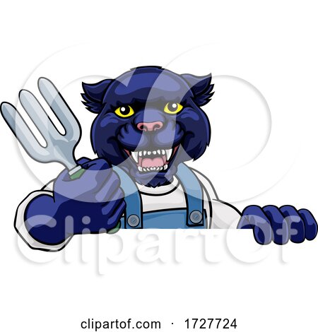 Panther Gardener Gardening Animal Mascot by AtStockIllustration