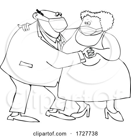 Cartoon Old Couple Wearing Masks and Dancing by djart