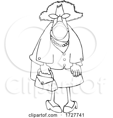 Cartoon Senior Lady Wearing a Mask by djart