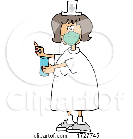 Cartoon Nurse Wearing a Mask and Holding a Pill by djart