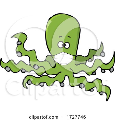 Cartoon Octopus Wearing a Mask by djart