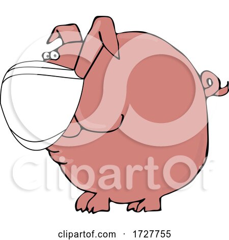 Cartoon Covid Pig Wearing a Mask by djart