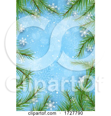 Border or Menu Frame wIth Branches and Snowflakes by KJ Pargeter