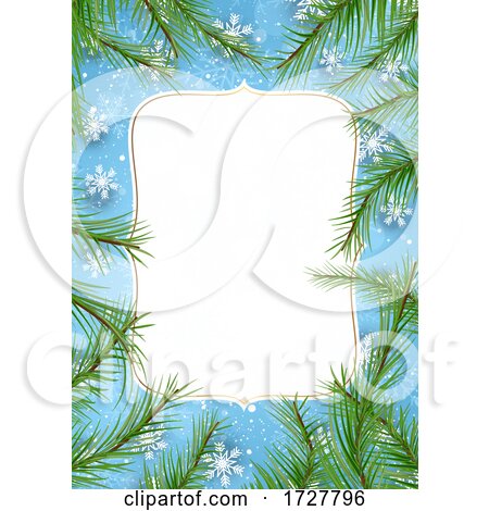 Border or Menu Frame wIth Branches and Snowflakes by KJ Pargeter