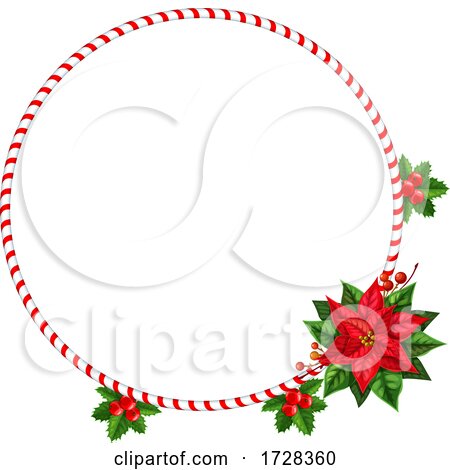 Candy Cane and Poinsettia Christmas Wreath by Vector Tradition SM