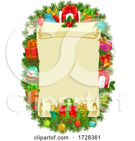 Christmas Wreath and Scroll by Vector Tradition SM
