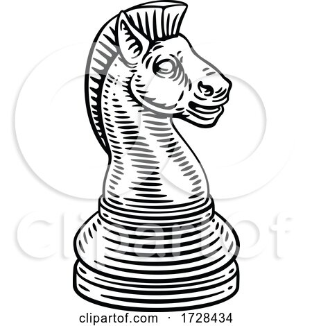 Knight Chess Piece Vintage Woodcut Style Concept by AtStockIllustration