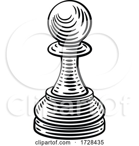 Pawn Chess Piece Vintage Woodcut Style Concept by AtStockIllustration
