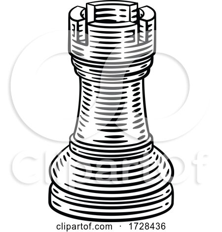 Rook Chess Piece Vintage Woodcut Style Concept by AtStockIllustration