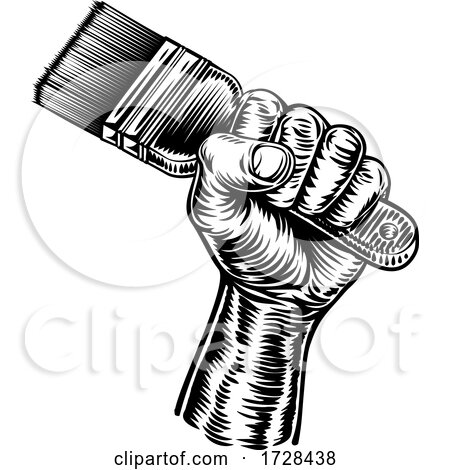 Hand Holding Decorators Paintbrush by AtStockIllustration