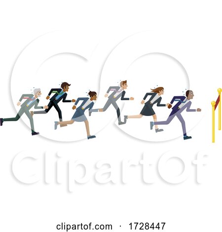 Business People Running Race Finish Line Concept by AtStockIllustration
