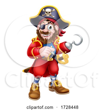 Pirate Captain Cartoon Mascot Pointing by AtStockIllustration