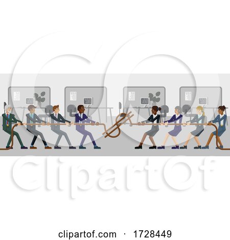 Tug of War Rope Pulling Business People Concept by AtStockIllustration
