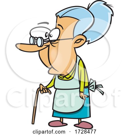 Clipart Outlined Grumpy Granny Using Her Walker - Royalty Free Vector  Illustration by toonaday #1082929