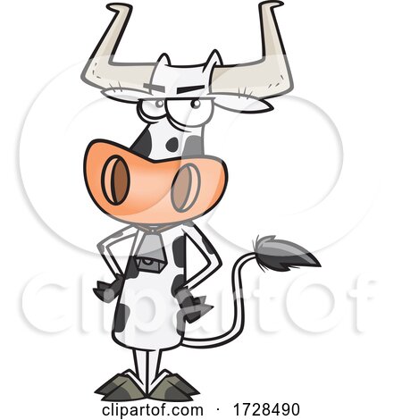 Cartoon Cow Wearing a Bell by toonaday