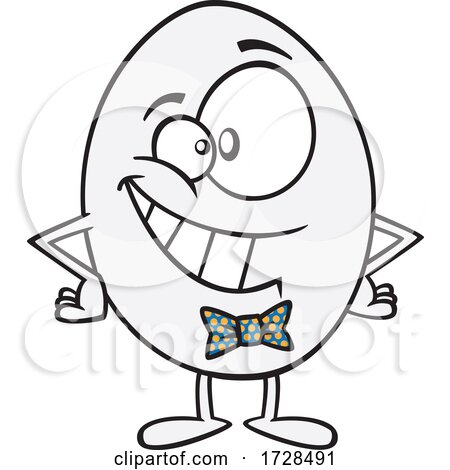 Cartoon Happy Egg Wearing a Bowtie by toonaday