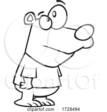 Cartoon Lineart Baby Bear Wearing a Tee Shirt by toonaday