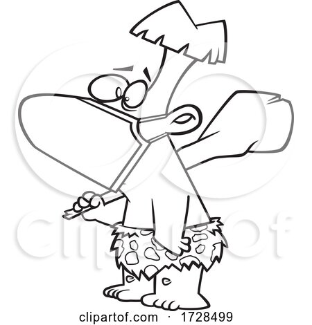Cartoon Lineart Caveman Wearing a Mask by toonaday