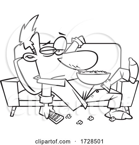 Cartoon Lineart Lazy Man on a Couch by toonaday
