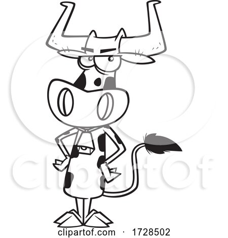 Cartoon Lineart Cow Wearing a Bell by toonaday