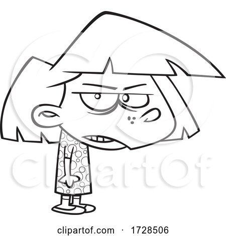 Cartoon Lineart Grumpy Girl by toonaday