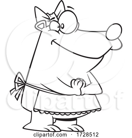 Cartoon Lineart Mamma Bear in an Apron by toonaday