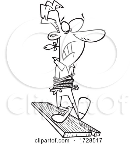 Cartoon Lineart Man Walking the Plank by toonaday