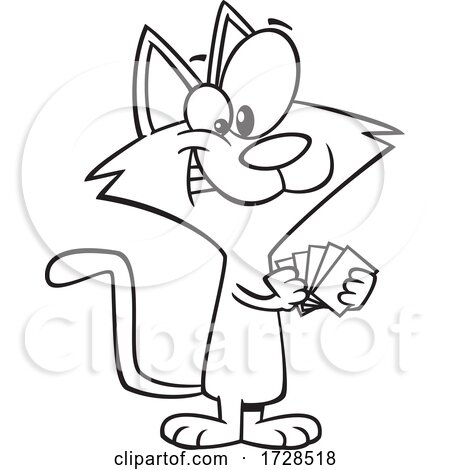 Cartoon Lineart Cat with a Poker Face by toonaday