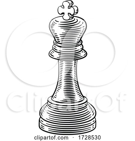 King Chess Piece Vintage Woodcut Style Concept by AtStockIllustration
