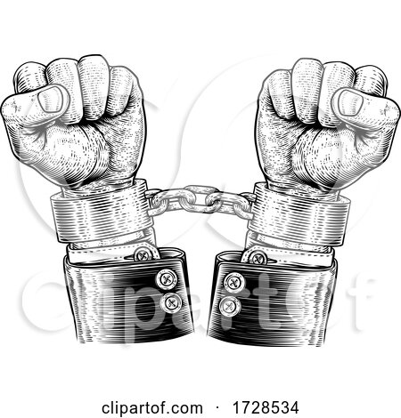 Business Suit Hands Chained Vintage Style Concept by AtStockIllustration