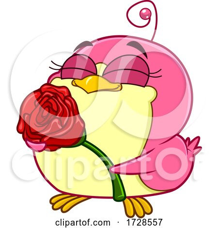 Chickadee Holding a Rose by Hit Toon