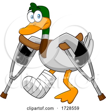 Mallard Duck with Crutches by Hit Toon #1728559