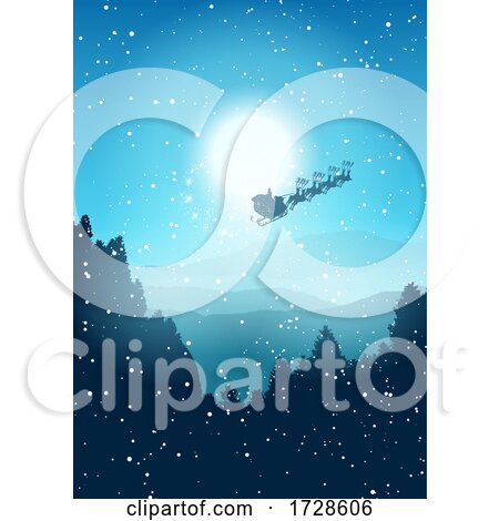 Christmas Background with Santa in the Sky by KJ Pargeter
