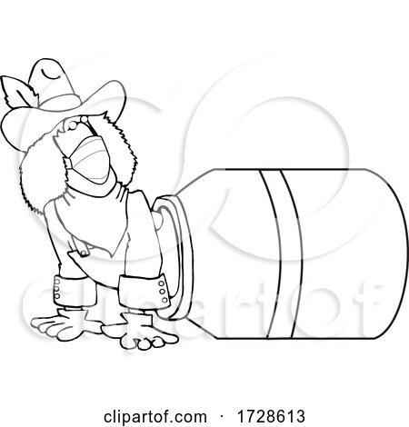 Cartoon Rodeo Clown Climbing out of a Barrel and Wearing a Mask by djart