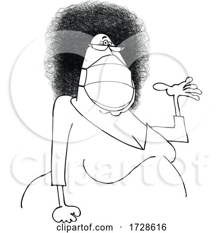 Cartoon Woman Wearing a Mask and Presenting by djart