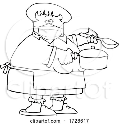 Cartoon Lady Wearing a Mask and Cooking by djart