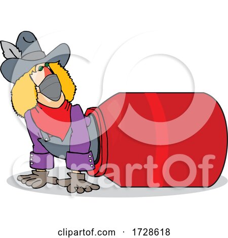 Cartoon Rodeo Clown Climbing out of a Barrel and Wearing a Mask by djart