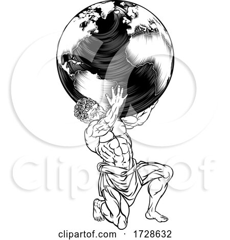 Atlas Titan Holding Globe Greek Myth Illustration by AtStockIllustration