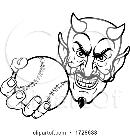 Devil Satan Baseball Ball Sports Mascot Cartoon by AtStockIllustration