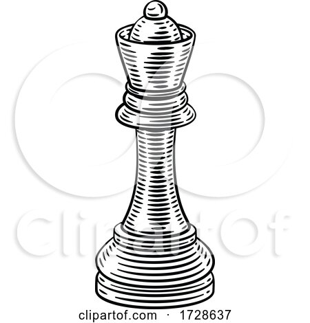 Queen Chess Piece Vintage Woodcut Style Concept by AtStockIllustration